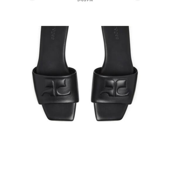 Courreges Logo Patch Leather Slide Sandals in Black 37 - Picture 5 of 5